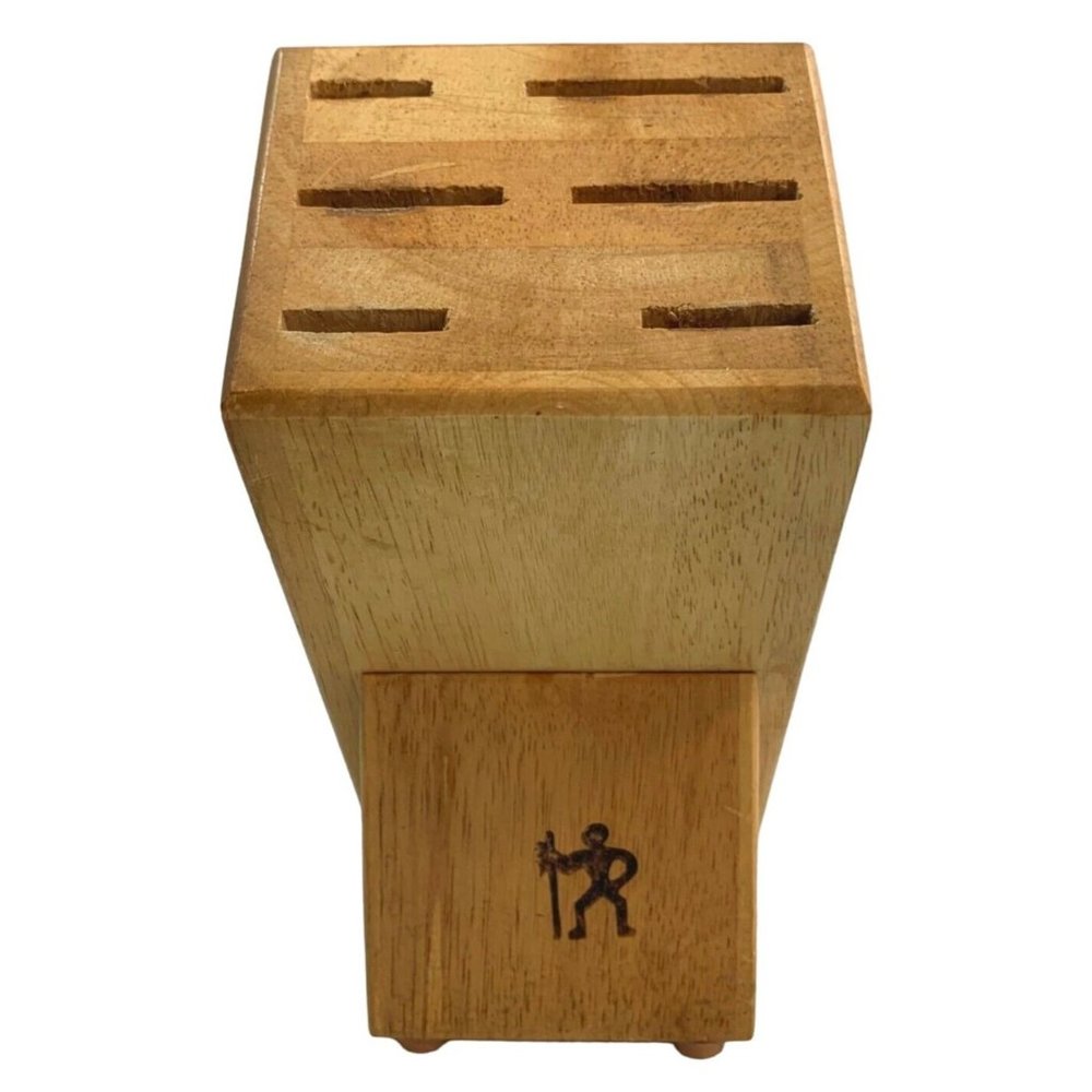 J.A. Henckels Knife Block 6 Slot Natural Wood Model 931 Kitchen Storage 8"